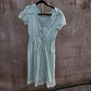 Paniz vintage inspired feminine dress sea foam and lace dress.